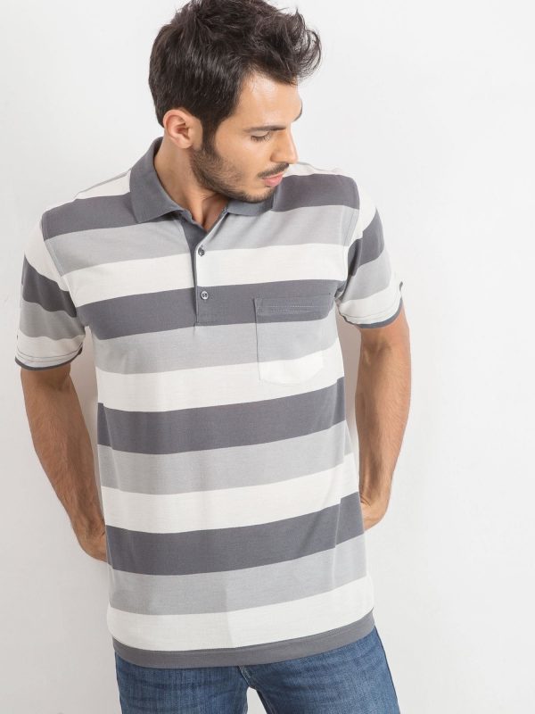 Grey-ecru men's polo shirt Thought