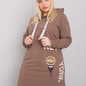 Brown tunic plus size with hood Ashford