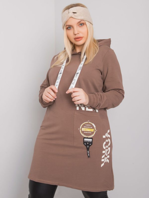 Brown tunic plus size with hood Ashford