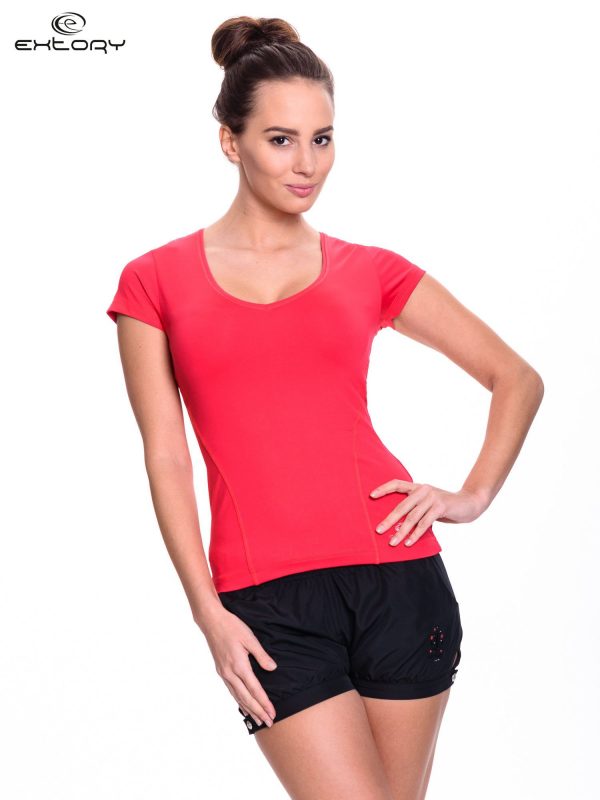 Pink Women's U Neck Sports T-Shirt