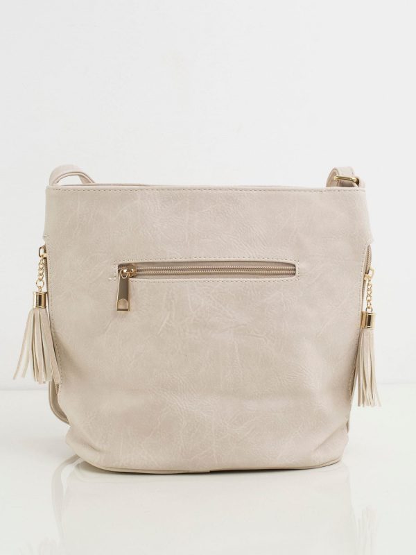 Beige faux leather handbag