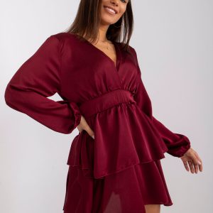 Burgundy dress with ruffle Rimini