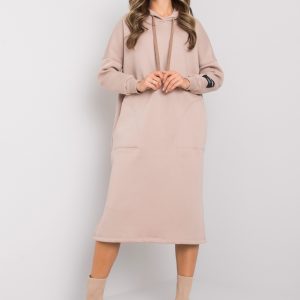 Dark beige sweatshirt dress with pockets Sheffield RUE PARIS