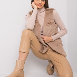 Women's Beige Fur Vest Loxxley