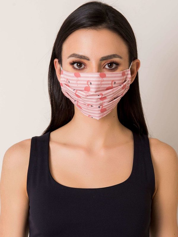 Dirty pink mask with tropical print