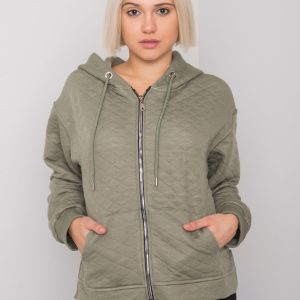 Khaki quilted zipper sweatshirt Arezzo