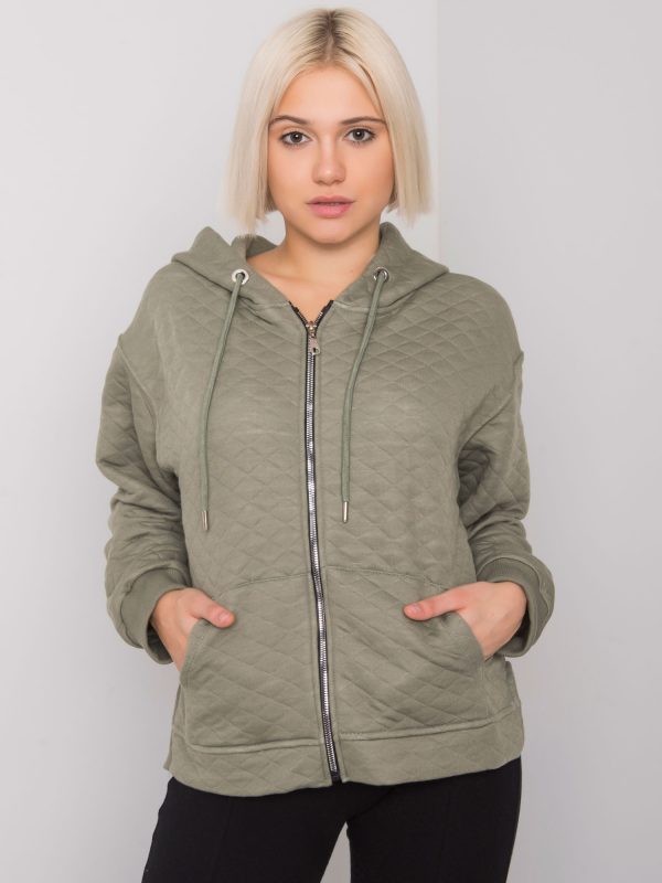 Khaki quilted zipper sweatshirt Arezzo