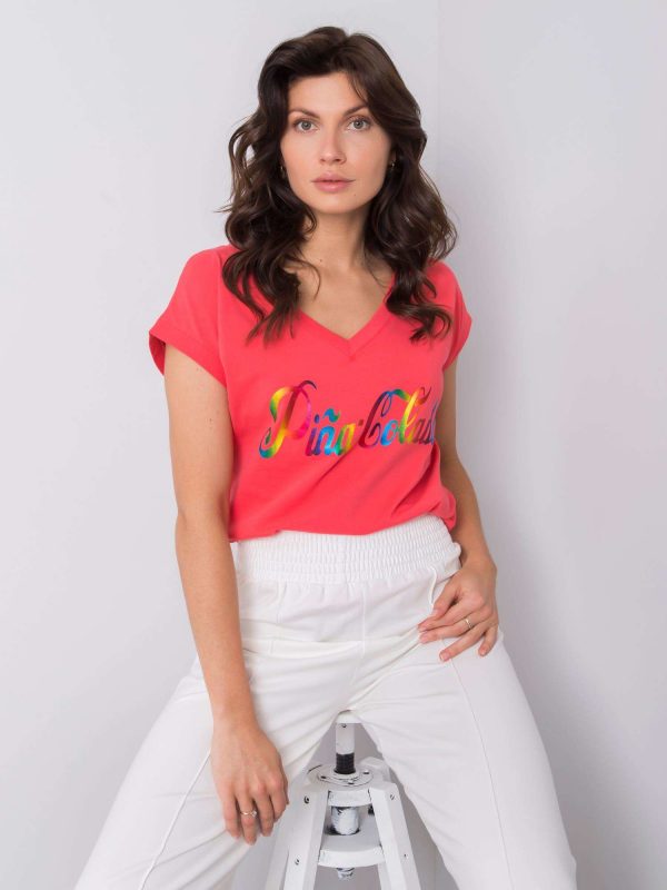 Coral T-shirt with Hollis print