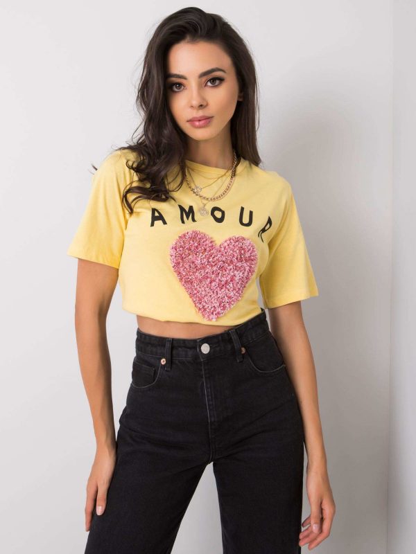 Yellow t-shirt for women with Elin applique