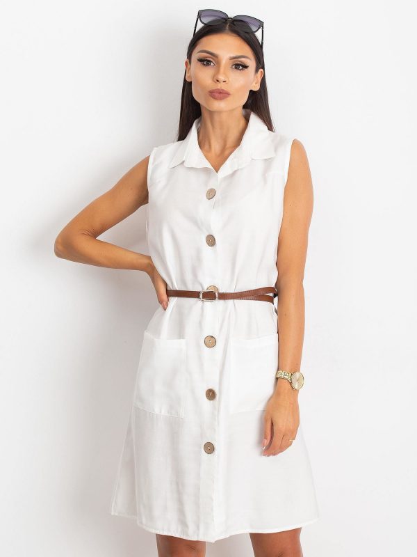 RUE PARIS White Safari Dress