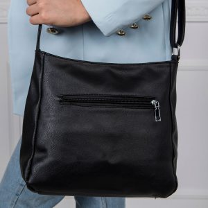 Black handbag with long strap