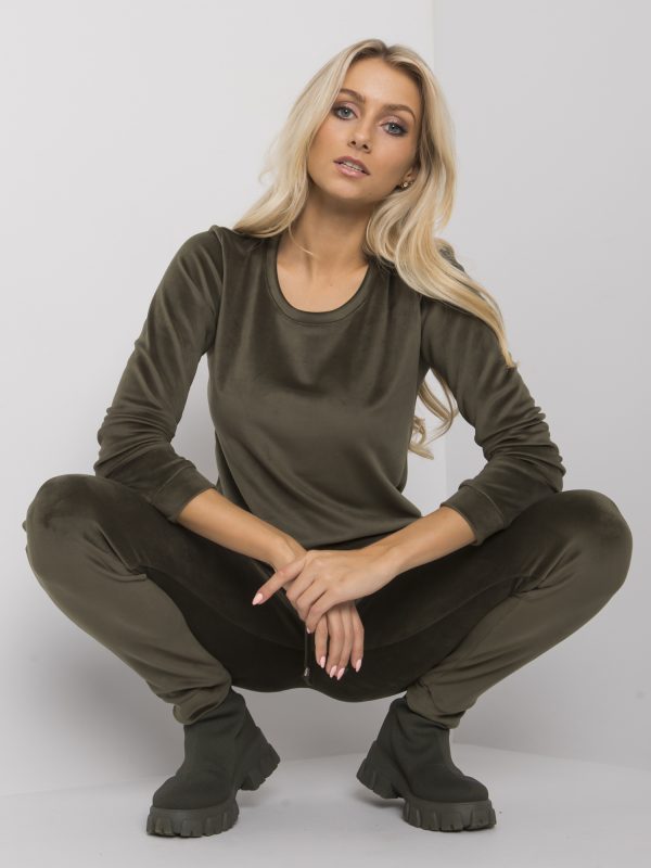 Bright khaki velour set Clarisa RUE PARIS