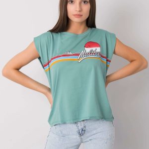 Light green T-shirt with Malibu print