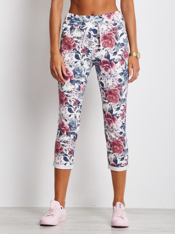 Roses Pink and White Trousers