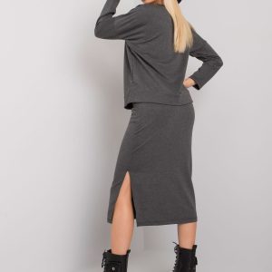 Dark Grey Melange Tracksuit Set with Hoodie and Mayday Skirt