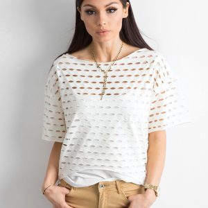 Women's openwork blouse ecru