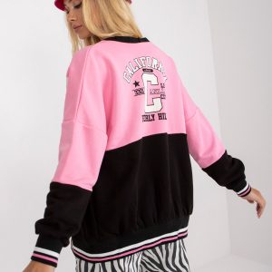 Pink and black sweatshirt with pockets