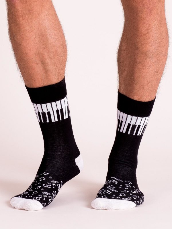 Black and White Printed Men's Socks