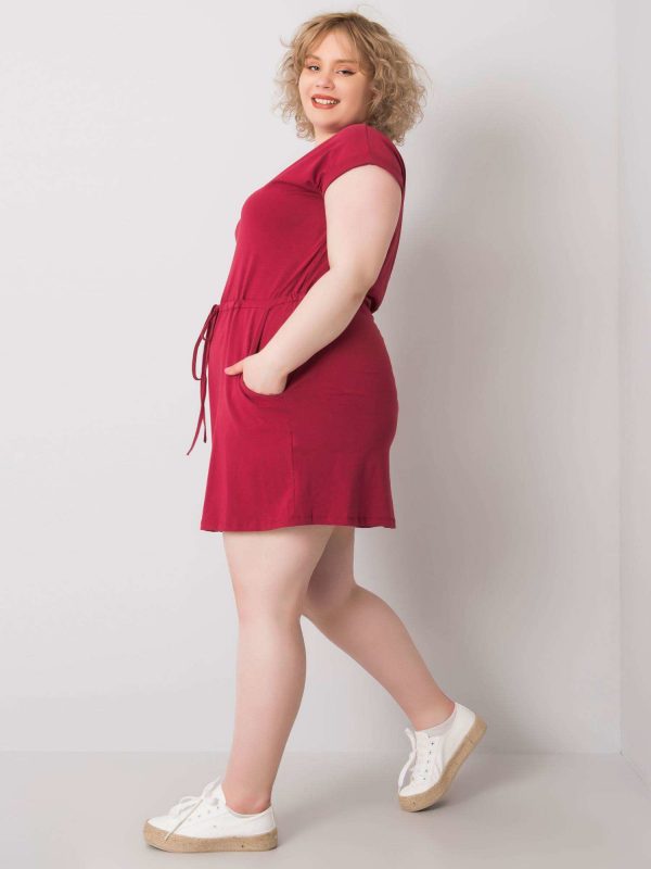 Burgundy dress plus size basic Kori