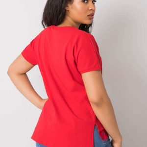 Red Plus Size Blouse with Madge Lace