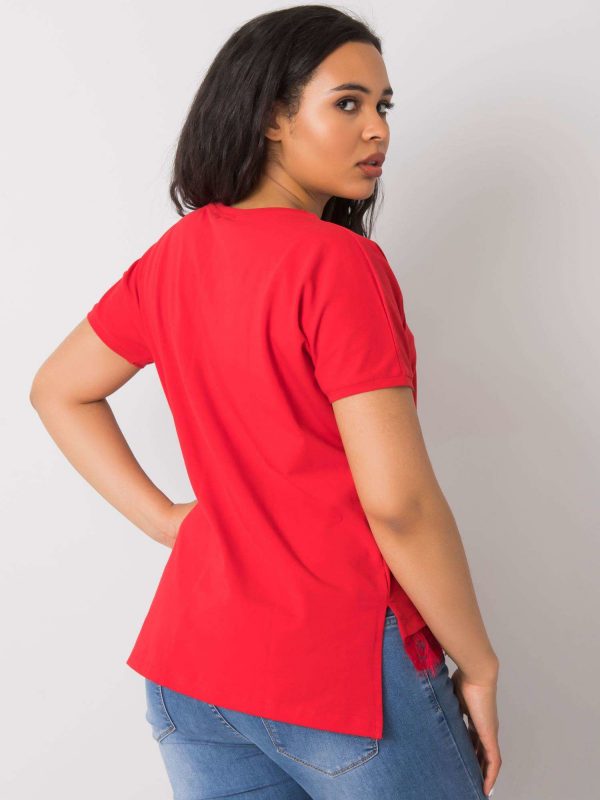 Red Plus Size Blouse with Madge Lace