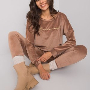 Brown two-piece set with velor Fidenza RUE PARIS