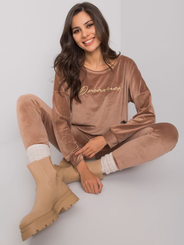 Brown two-piece set with velor Fidenza RUE PARIS