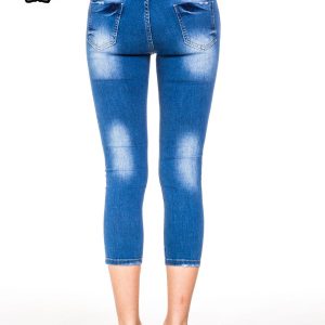 Blue Mid-Calf Skinny Denim Pants