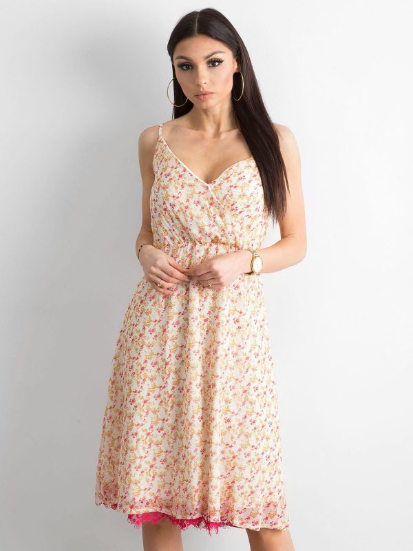 Ecru dress with flowers