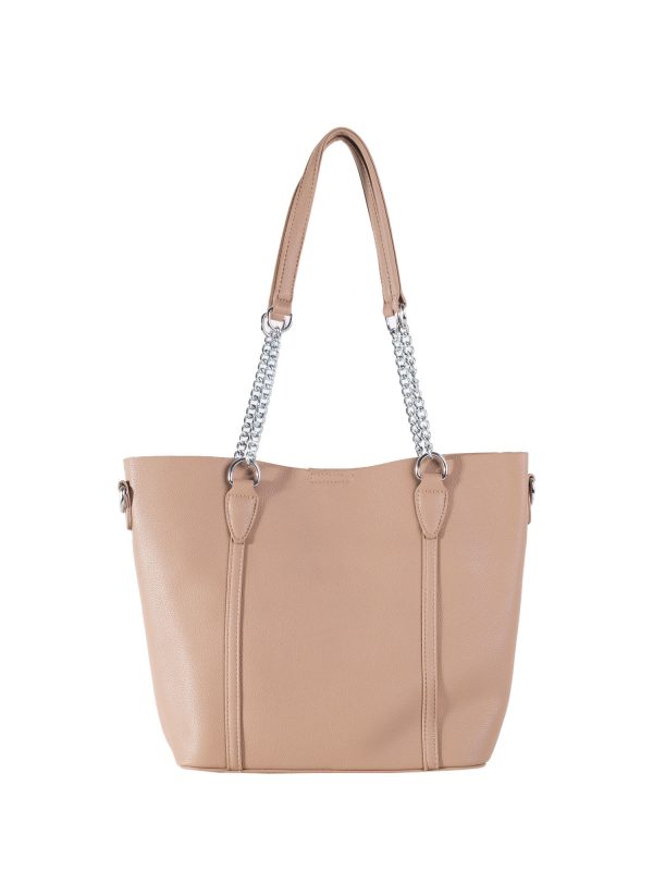 Beige Roomy Long Strap Shoulder Bag