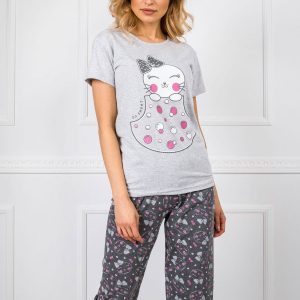 Grey Patterned Women's Pyjamas