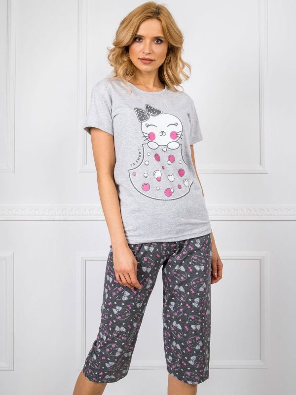 Grey Patterned Women's Pyjamas