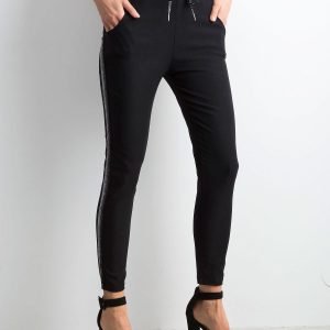 Black pants with shiny stripe