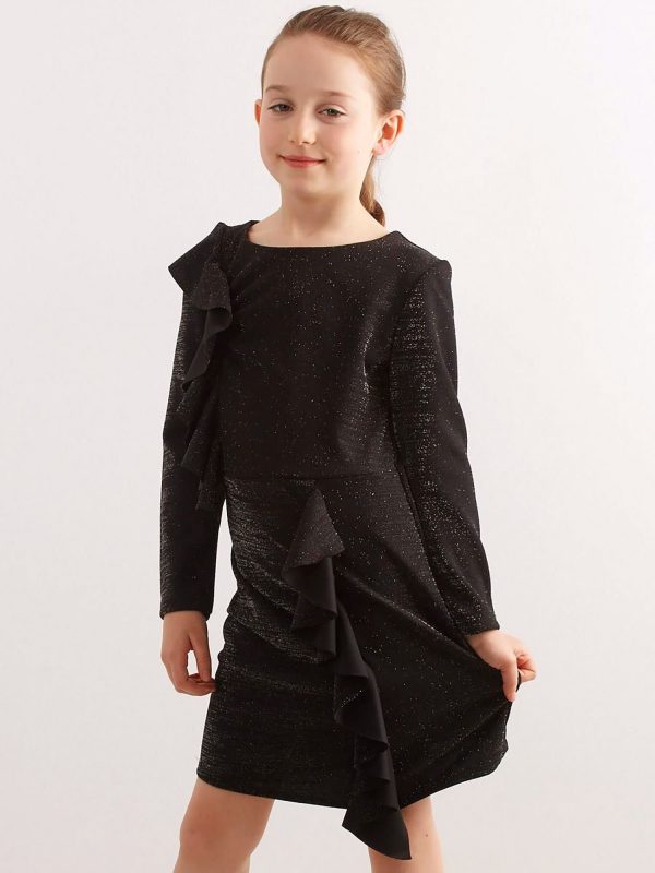 Black glitter children's dress with flounces