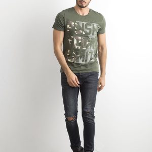 Khaki men's t-shirt with print