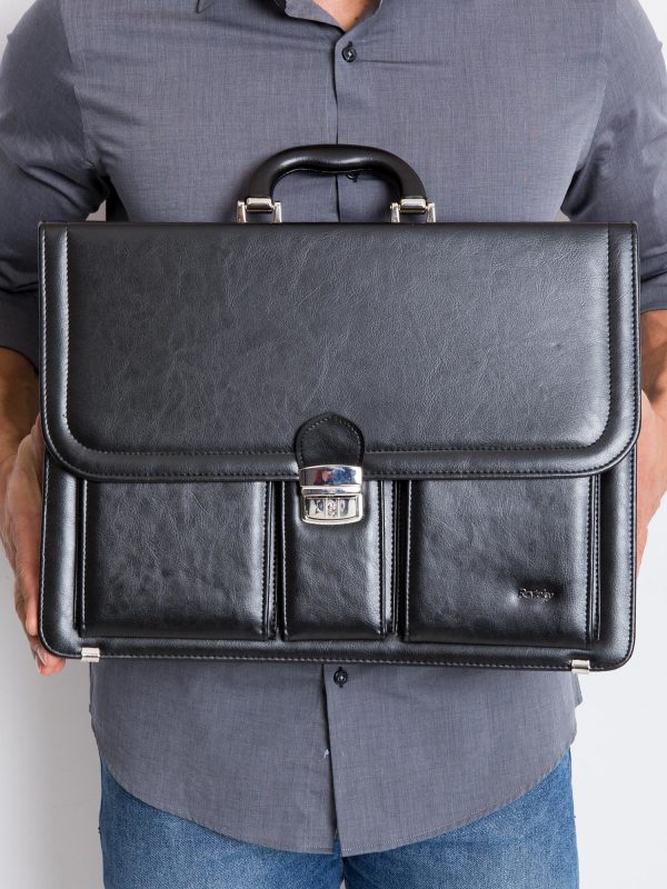 Black Men's Genuine Leather Briefcase