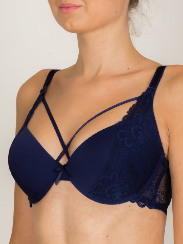 INTIMIDAO Navy Blue Lace Push Up Bra