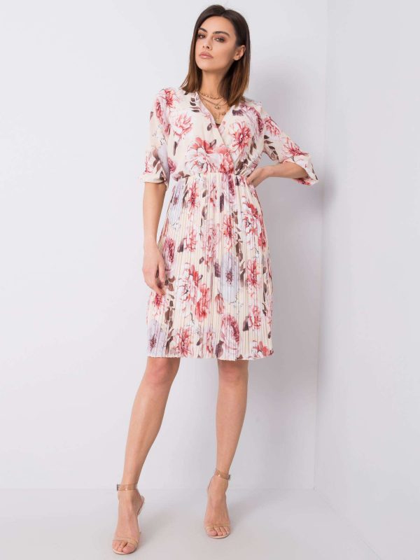 Beige dress with Valentine prints