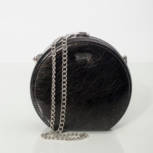 Black Round Leather Handbag