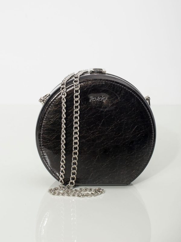 Black Round Leather Handbag