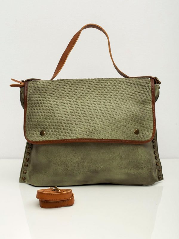 Green bag with braided flip