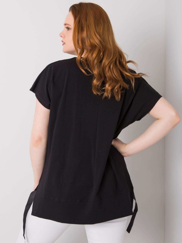 Black Sherry Cotton Plus Size Blouse