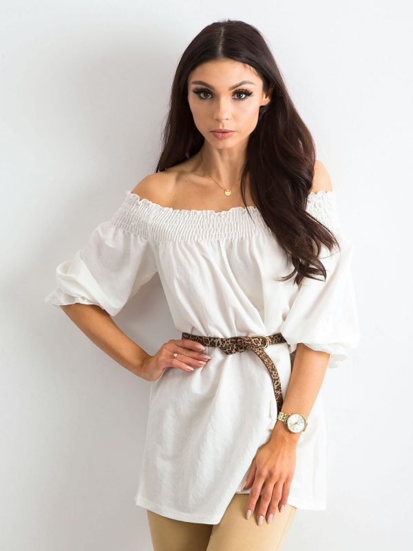 Tunic with Spanish neckline white