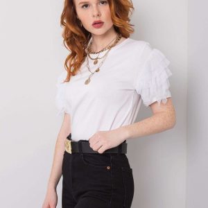 White T-shirt with frills Maddison