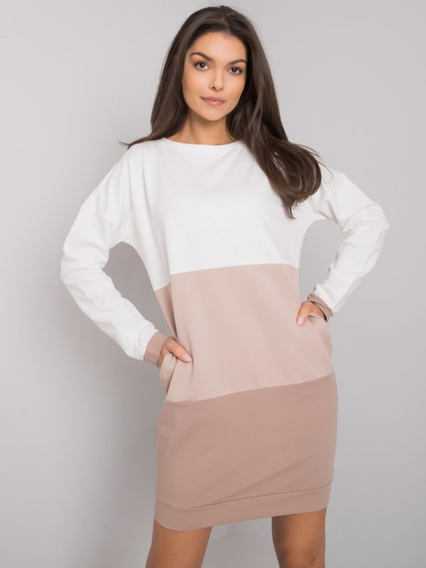 Ecru-beige long sleeve dress Zehra RUE PARIS