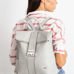 Gray Leather Backpack