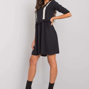 Crystal RUE PARIS black viscose dress