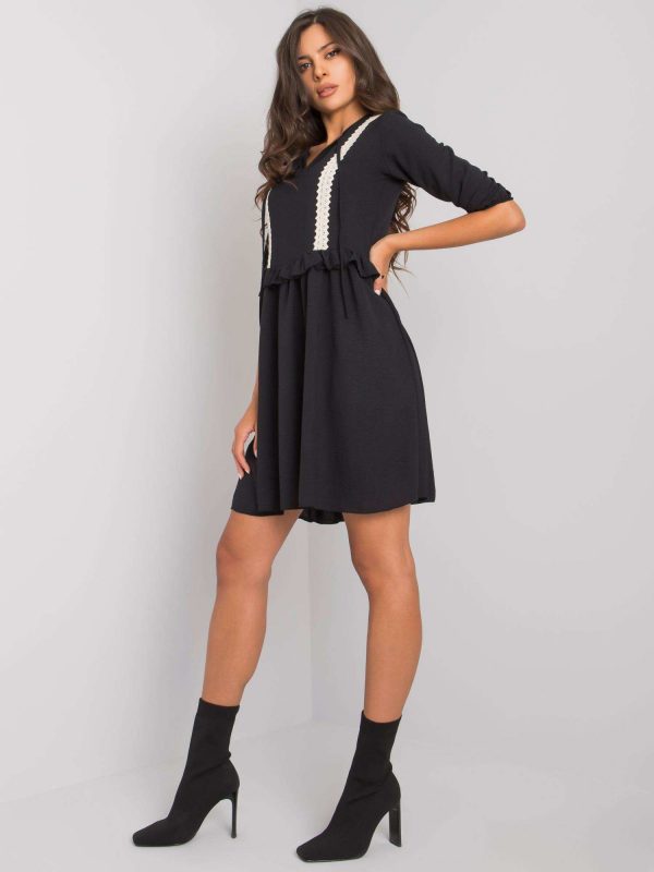 Crystal RUE PARIS black viscose dress