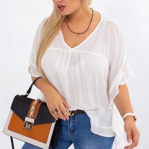 RUE PARIS Ecru plus size blouse Wind