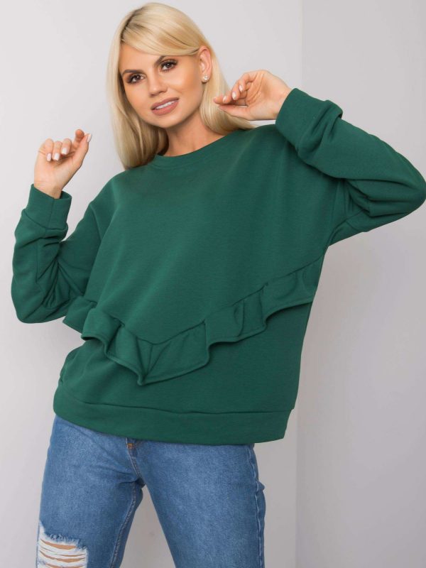 Dark green frose ruffle sweatshirt RUE PARIS